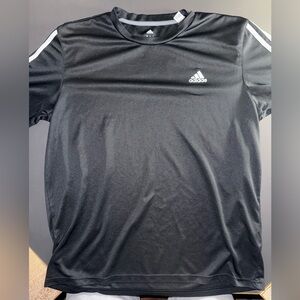 Adidas Active Shirt - Short Sleeve - Striped Sleeves - Black - Large
